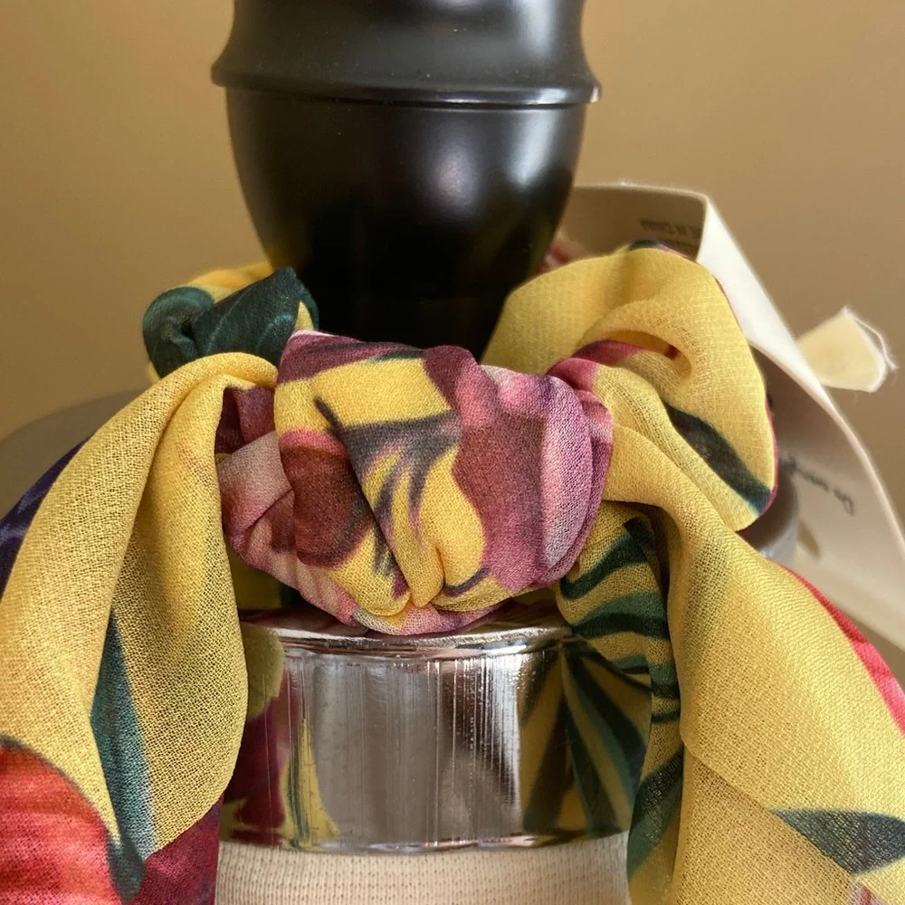 Floral Yellow Pony Tail‎ Scarf NWT